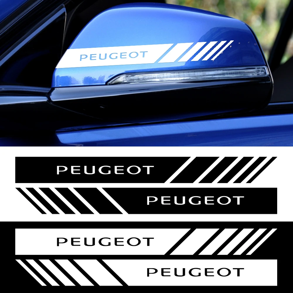 2pcs Car Body Side Rear View Mirror Stripes Sticker Decoration For Peugeot 206 307 308 3008 207 208 SW 407 508 2008 5008 106 205