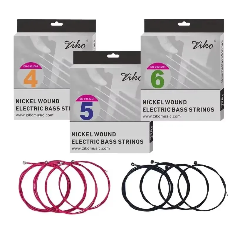 ZIKO Electric Bass Strings 4/5/6 String Bass Carbon Steel Hexagonal Alloy Beginner Professional Practice Strings Black Pink