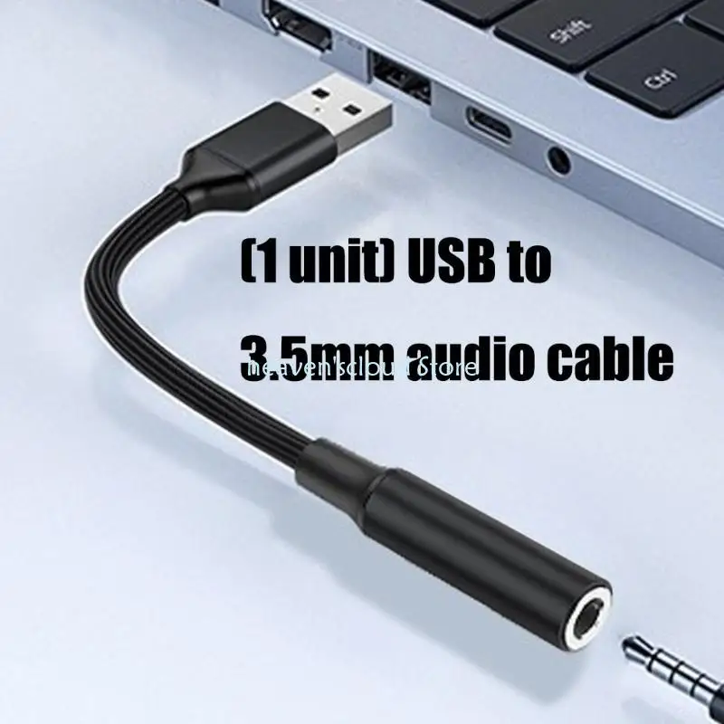 Y88B USB إلى 3.5 مم سماعات الرأس كابل سفر تصميم ودية التوافق على نطاق واسع لأنظمة متعددة