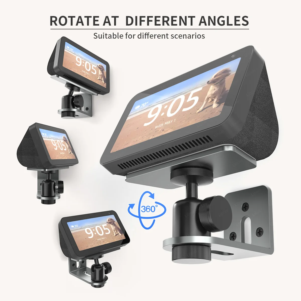 حامل تثبيت على الحائط لعرض الصدى 5 1st/2nd/3rd حامل دعم ألومنيوم مغناطيسي قابل للتعديل مع مغناطيسي قوي لعرض الصدى 5