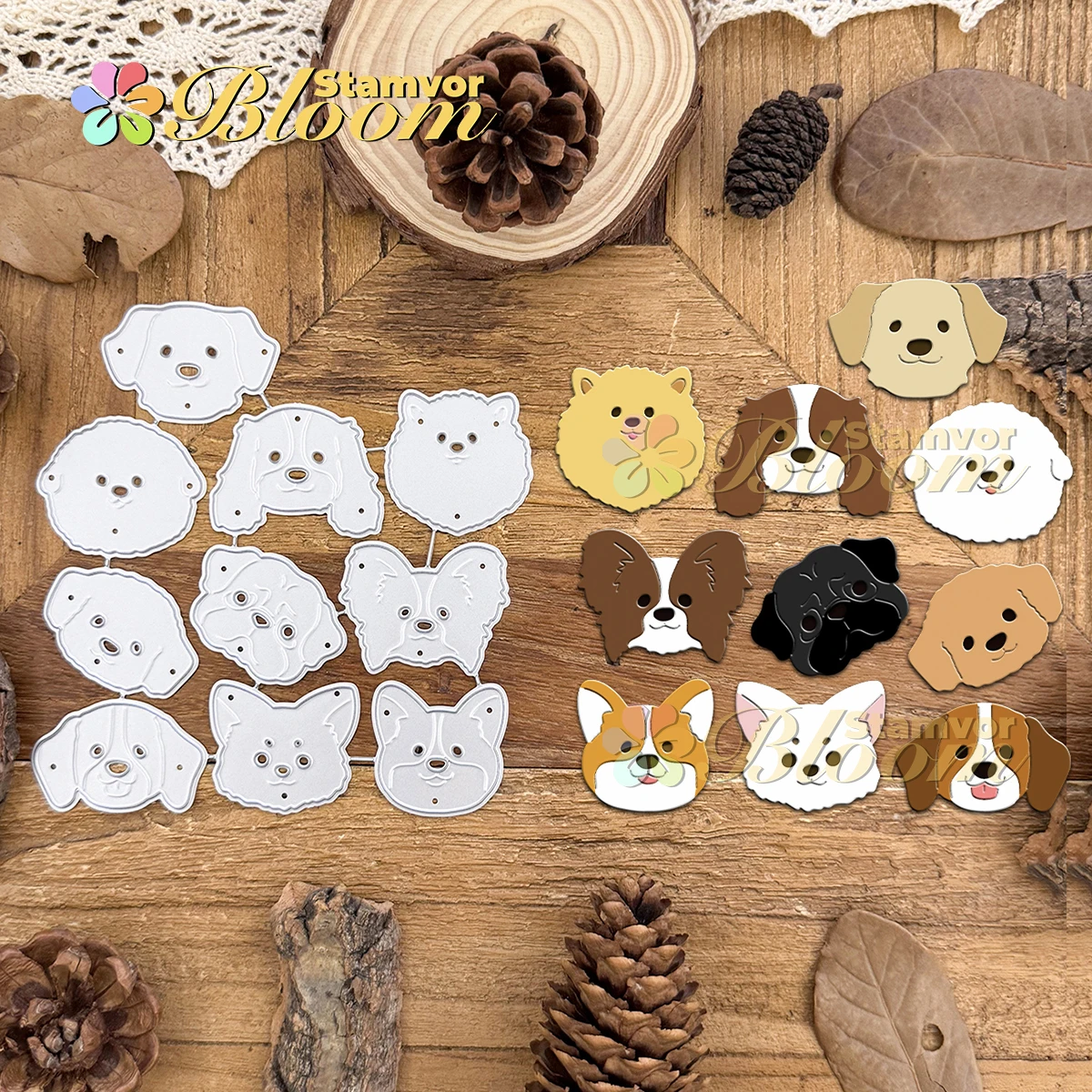 Original Lovely Dogs Puppy Smile Heads Metallo Fustelle Scrapbooking Goffratura Decorativa-image