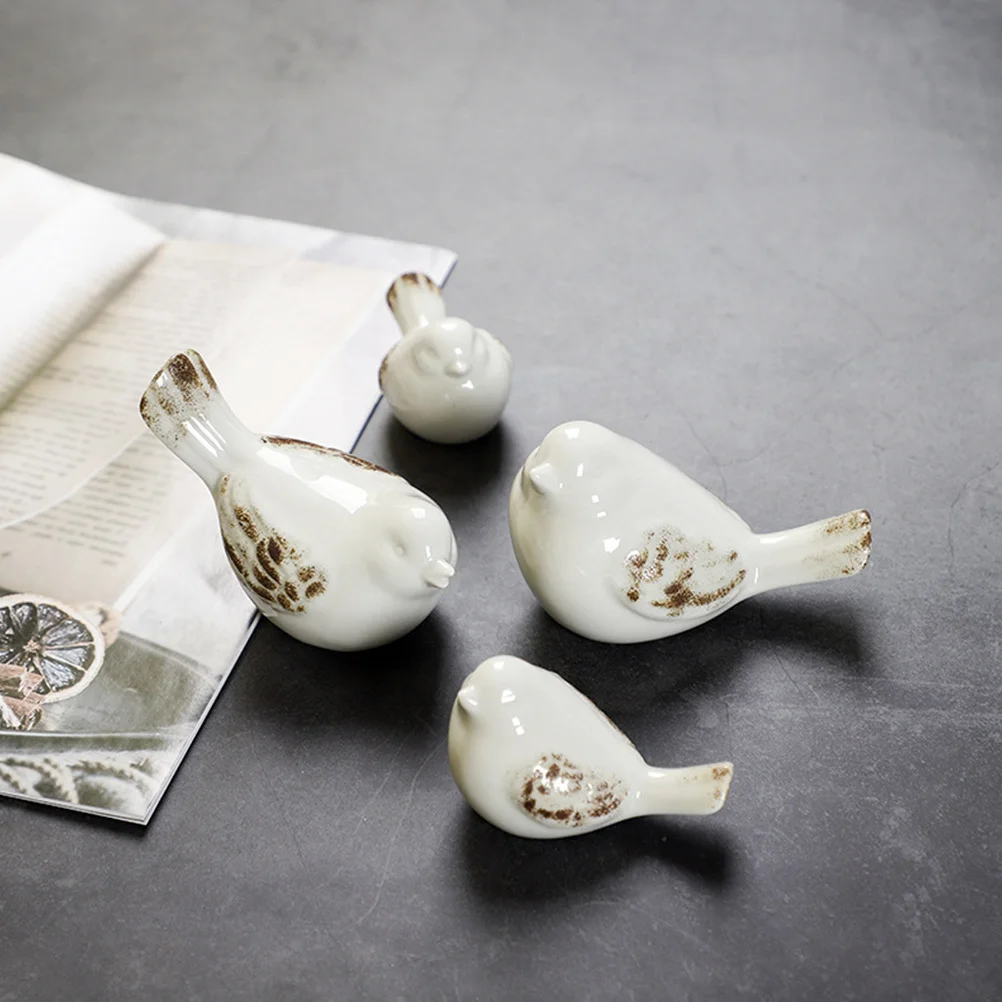 

2pcs Ceramic Bird Hummingbird Cardinal Ornament Unfinished Craft Figurine Decor White Simplicity Statue Crows Planet