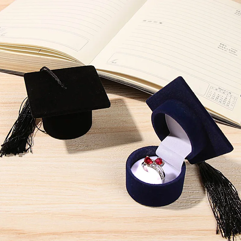 1PC Graduation Hat Jewelry Box Necklace Bracelet Earrings Doctor Hat Boxes Degree Wedding Engagement Party Jewelry Storage Case