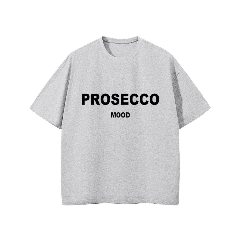 PROSECCO MOOD Women Summer T shirt Trend Luxury Style Printed Oversized T shirt 2024 Designer Clothing Female Vintage T shirts