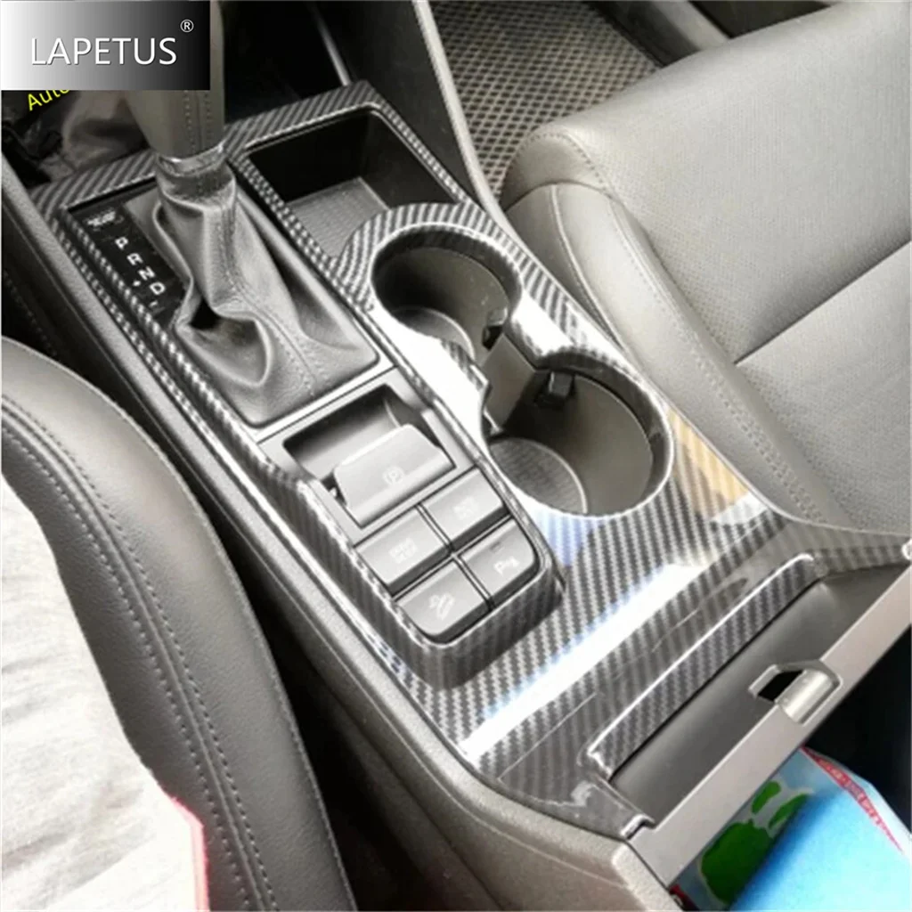 

For Hyundai Tucson 2016 - 2020 Carbon Fiber Accessories Central Control Gear Shift Panel Water Cup Frame Decoration Cover Trim