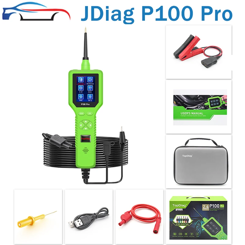 JDiag P100 Pro Power Probe Car Circuit Analyzer Automotive Electric System Tool Injector Tester For Truck Motorcycle Tester