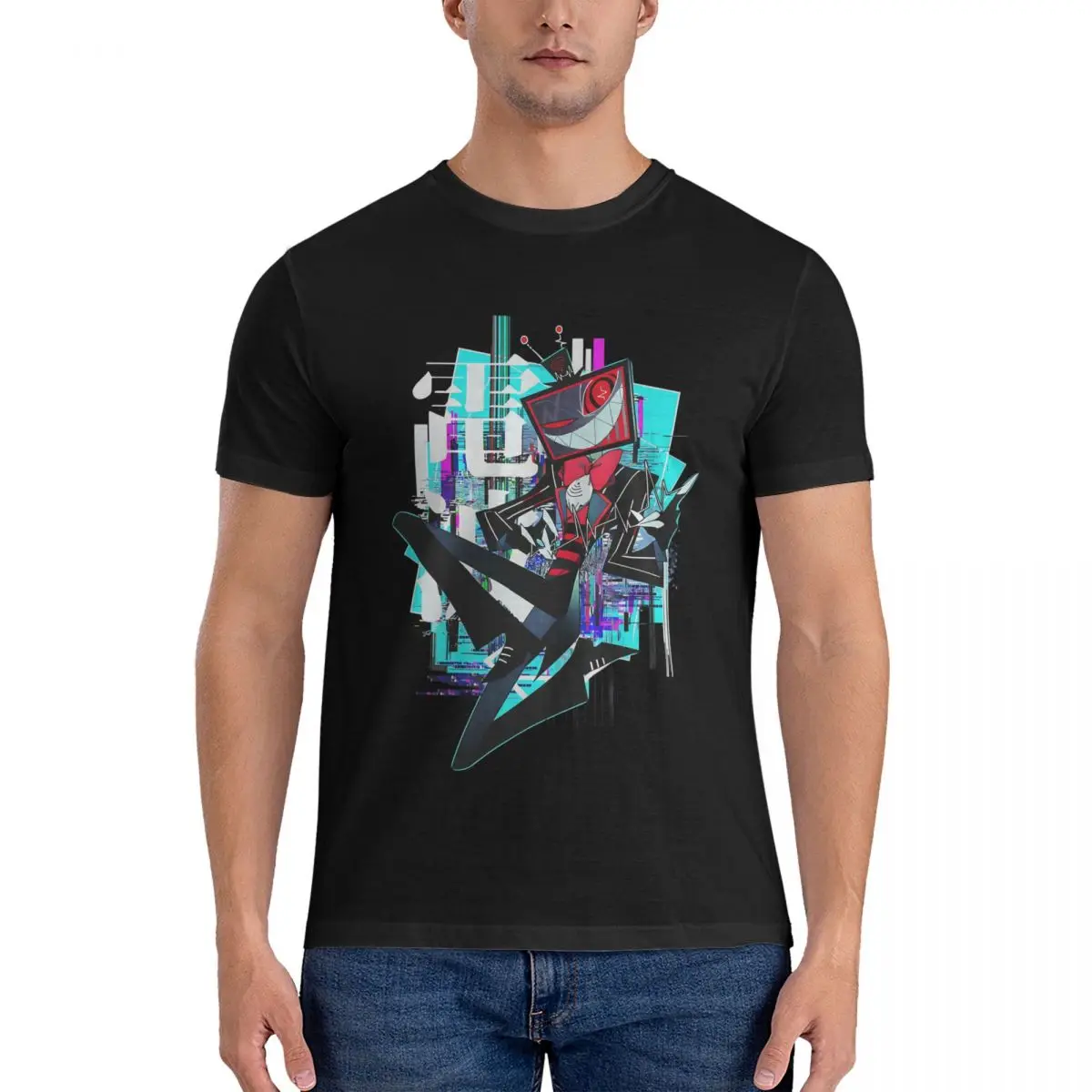 Men Vox Fly T Shirts H-Hazbin Hotel Cotton Clothing Novelty Short Sleeve Crewneck Tees Graphic T-Shirts