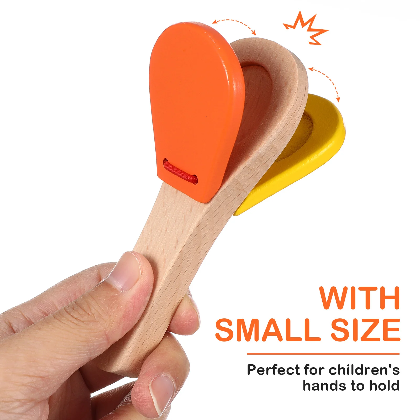 Castanet Clapper Wooden Finger Percussion Toy Kids Musical Instrument Hand Clap Board Infant Rhythm Activity Toddler Gift
