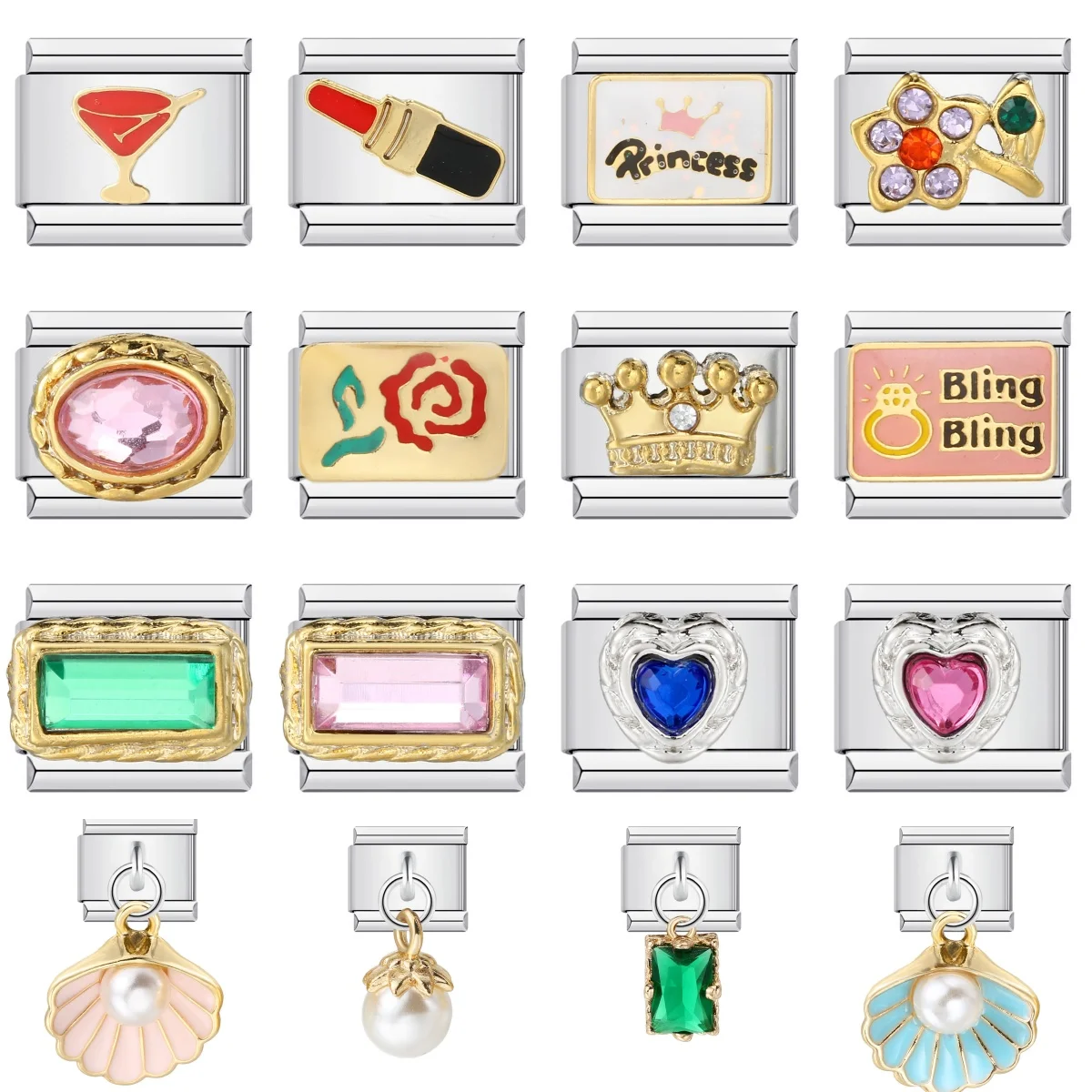 URING Y2k The Queen Princess Heart Italienisches Charm-Armband, Schmuckherstellung, DIY, Freunde, Frau, Geschenk, Armreif, Schmuck – Detail 1