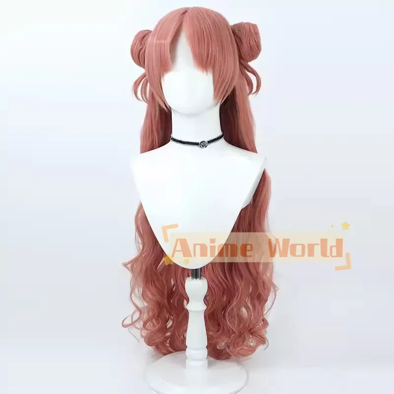 Blue Archive Kirara Cosplay Wig 90cm Coral Buns Curly Heat Resistant Synthetic Hair Halloween Party Role Play Party+ Wig Cap