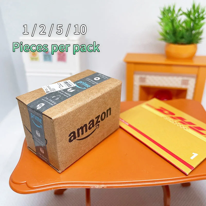 Single Mini Express Delivery Box Model, 1/12 Scale Dollhouse Mini Gift Box Decorative Toy Accessories For Doll Scene Layout