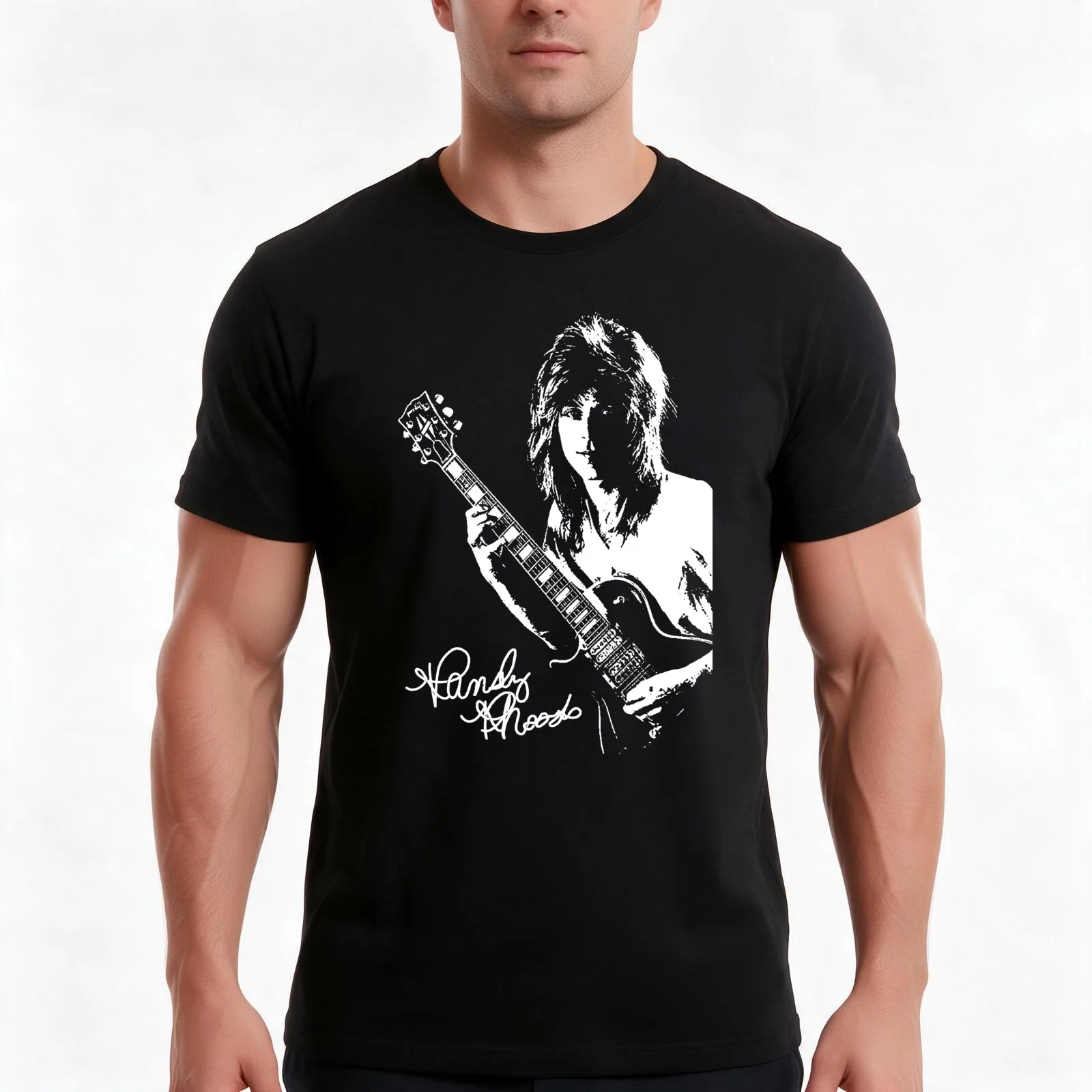 Randy American Heavy Metal Guitarist Rhoads  Randall Signature T-Shirt Summer Casual Cotton Tee Oversized Streetwear Tops