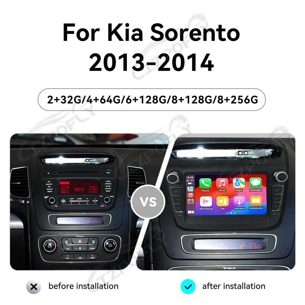 

7.8 inch For Kia Sorento 2013-2014 Car auto carplay Android 14 Radio Multimedia Player GPS navigation touch screen Head Unit