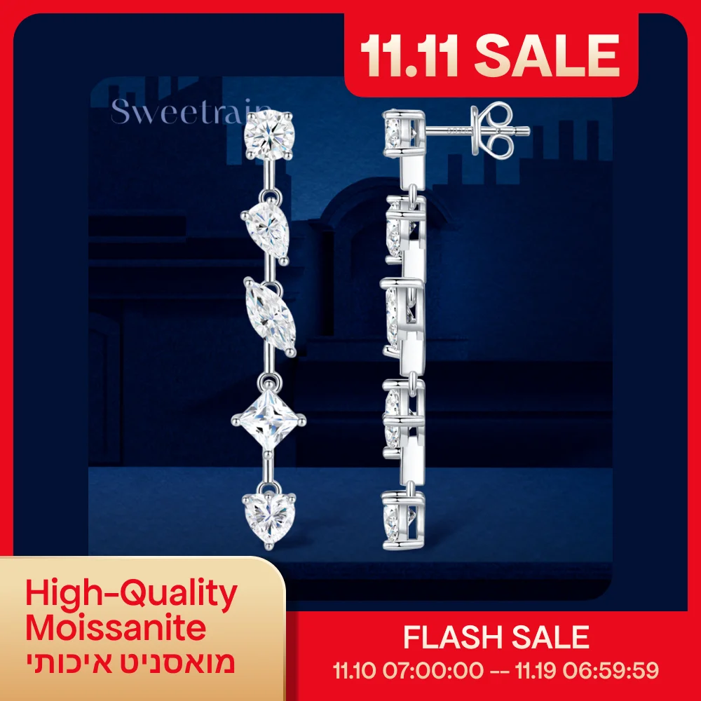 

Все серьги-капли из муассанита для женщин, груша/маркиза/сердце огранки, бриллиант 925, серебро, длинные висячие серьги с кисточками, вечерние украшения GRA