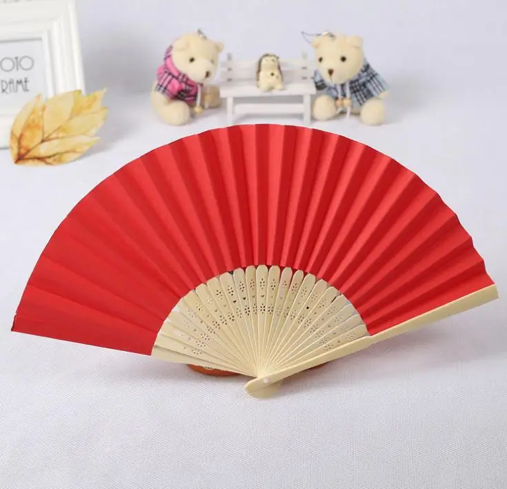 Dhl Shipping 450 Pcs / Lot 21 Cm Wedding 8 Color Paper Hand Fan Wedding Party Party Decoration Promotion Favor Wholesale