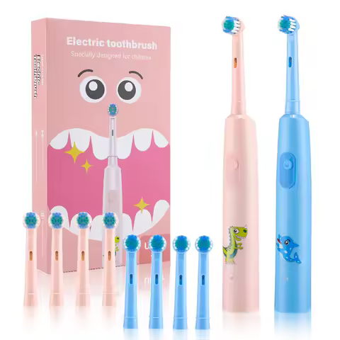 Children's Electric Toothbrush with 4 Replacement Heads Kids 3 Cleaning Modes Cartoon Sonic Electric Toothbrush Soft Tooth Brush