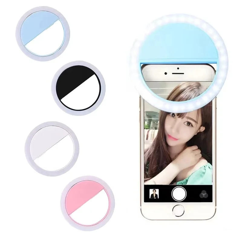 

LED Selfie Ring Light Mobile Phone Lens Lamp Adjustable Live Brightness Portable Selfie Fill Ring Light For Phone Tablet Laptops
