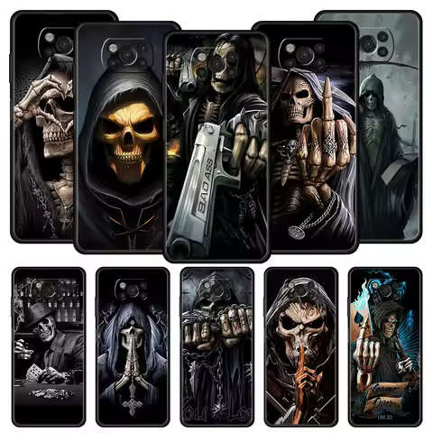 Skull Skeleton Grim Reaper Fashion Phone Case For For Xiaomi Poco X6 X5 Pro X4 X3 NFC F5 Pro F4 F3 GT M5 M4 Pro 5G M3 C51 Cover