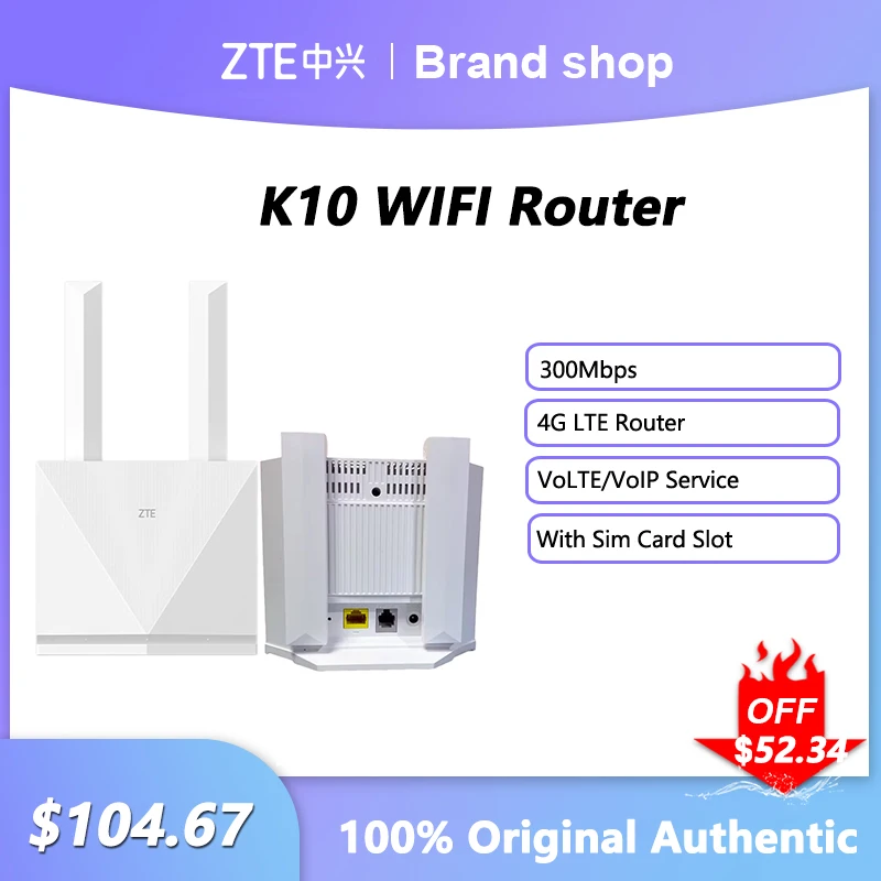 

ZTE K10 4G LTE Router 300Mbps WiFi Range Extender With SIM Card Slot Battery Network Repeater Support Voice Call LAN RJ11 PORT