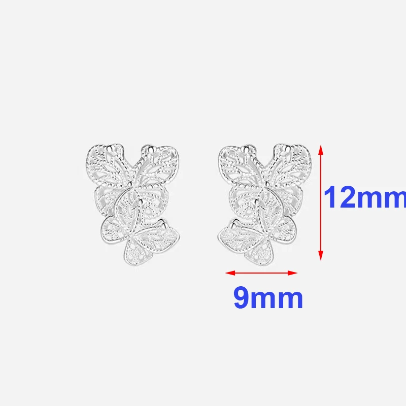 Real 925 Sterling Silver Lace Hollow Butterfly Stud Earrings For Women Cute Fine Jewelry Small Niche Advanced Accessories