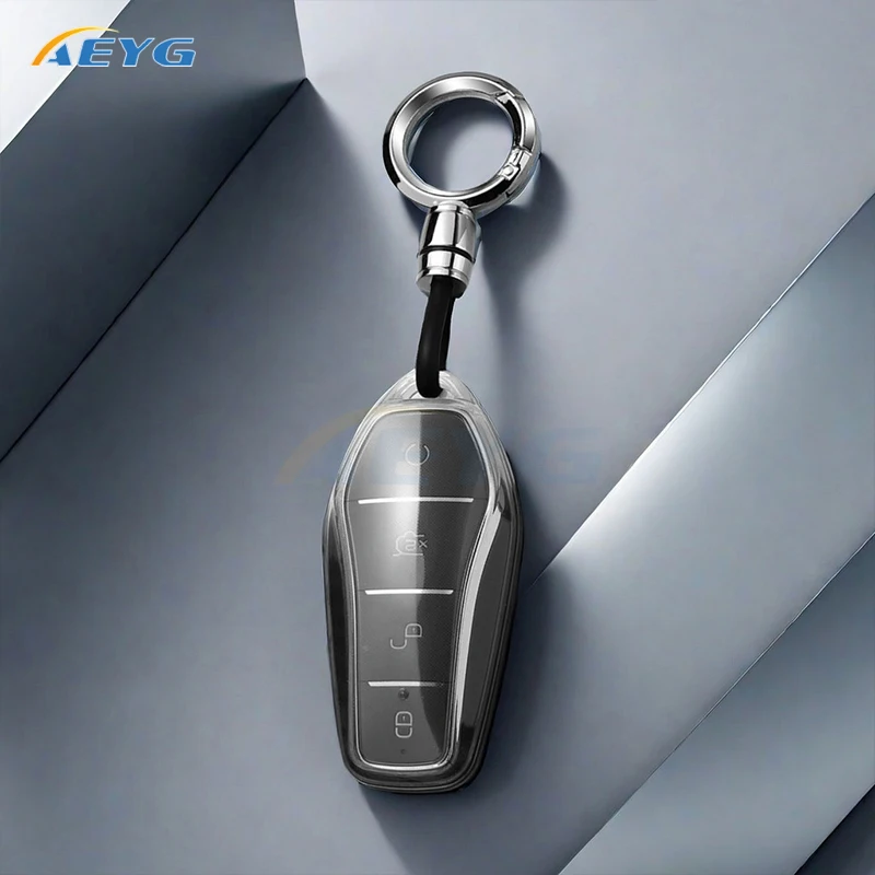 Für BYD Atto 3 Song Plus Seal Han EV Dolphin Qin Plus U Dmi Weiche Transparente Schutz-Schlüsselhülle Schlüsselanhänger Auto-Zubehör