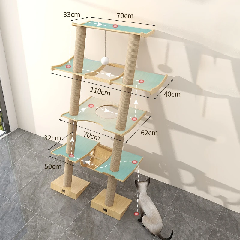 Imagem -03 - Torre de Gato de Madeira Maciça Multicamada Plataforma de Salto Cápsula Espacial Ninho de Gato Suporte de Gato Placa de Arranhão