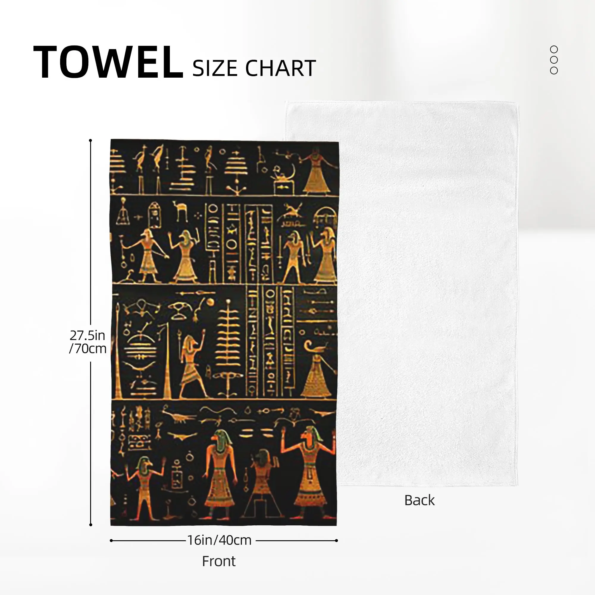 Custom Ancient Egyptian Hieroglyphics Art Soft Face Towel Quick Dry Pool Bath Cotton Towels Absorbent