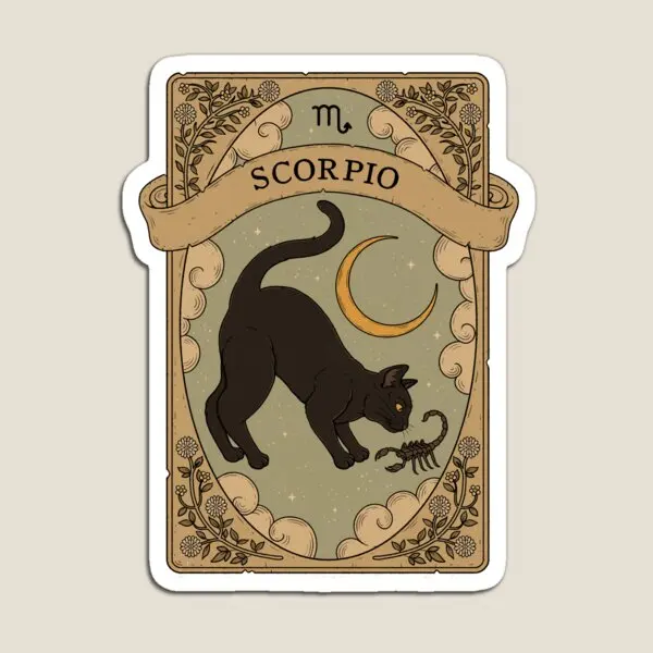 Scorpio Cats Astrology  Magnet  Home Funny Stickers Toy Refrigerator Magnetic Baby Children Decor Holder Colorful Kids Cute