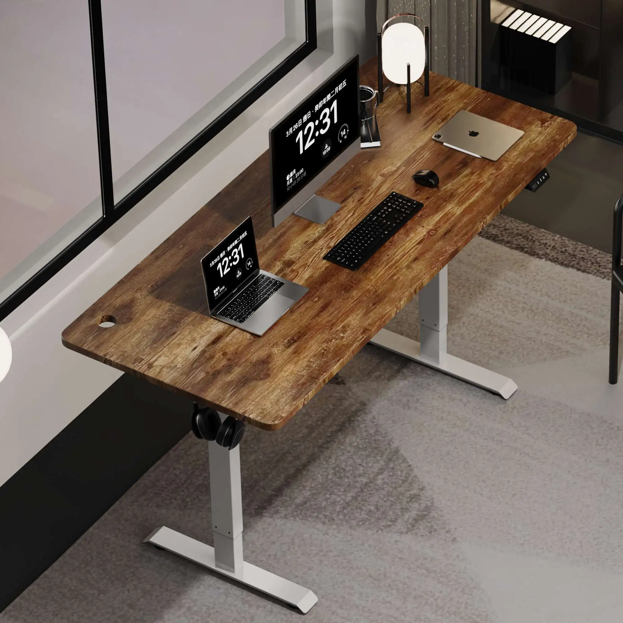 

Factory Hot Selling Adjustable Desk Sit Stand Desk Easy Installation Lifting Electric Desk Office Auto Height Adjustable Table