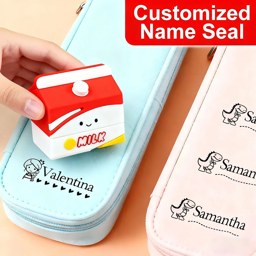 

Kids Personalized Stamp - Custom Name Seal for School Projects Travel-Friendly Gift Set with Storage Case & Unique Designs