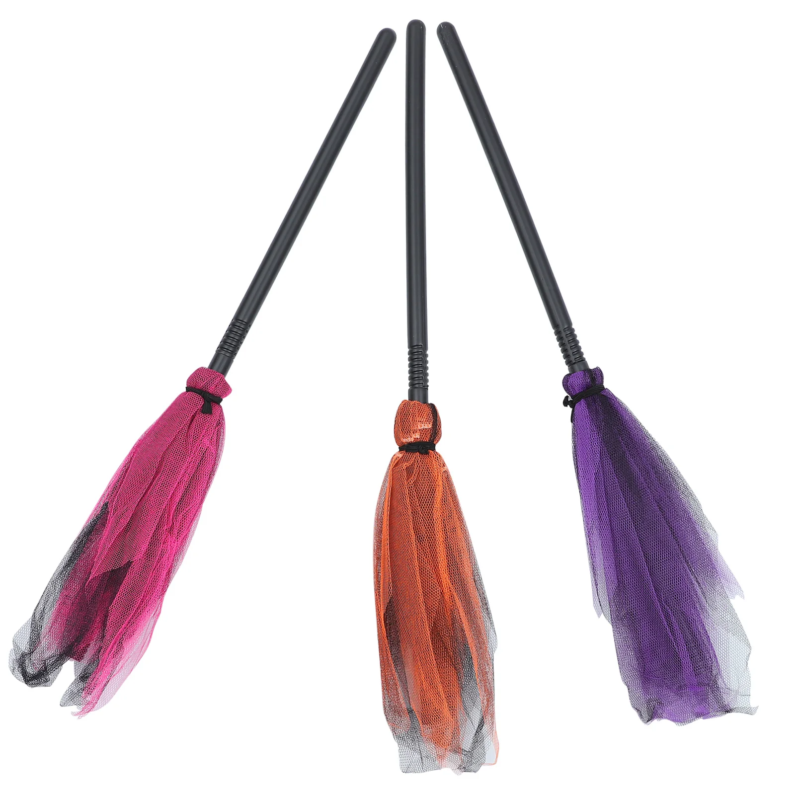 3 pezzi di scopa da strega in plastica a rete, per feste di Halloween, bastoncini di scopa volanti decorativi per eventi di carnevale di giochi di ruolo in costume