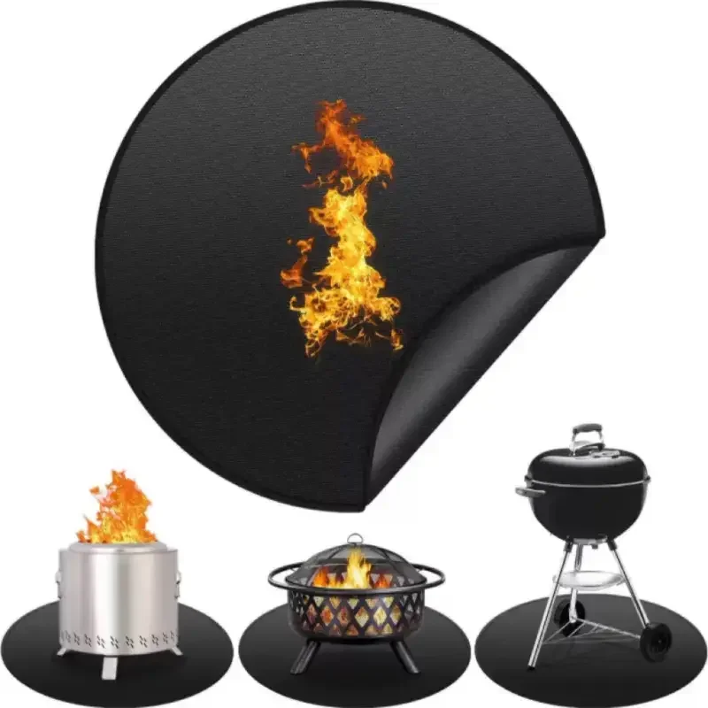 Alfombrilla de Aislamiento Térmico para Barbacoa, Alfombrilla Ignífuga para Fogatas, Alfombrilla de Silicona y Fibra de Vidrio para Aislamiento Térmico, Alfombrilla para Chimenea