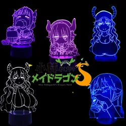 Miss Kobayashi's Dragon Maid 3D Lamp Anime LED Kobayashi KannaKamui Tohru Night Light Brdroom Decor Nightlight Manga Lampara