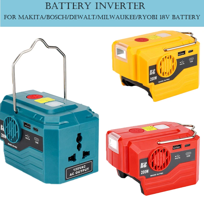 SALE Portable Power Inverter 120-220V Outdoor Mobile Lithium Battery Inverter For Makita/DeWalt/Milwaukee/Bosch 18V 20V Battery