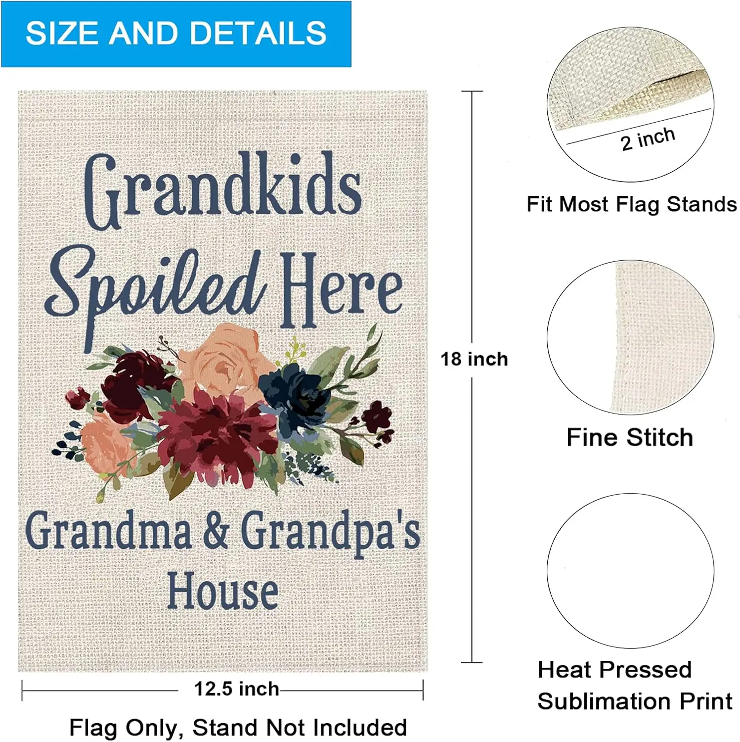 ZJXHPO Grandparents Garden Flag Grandkids Spoiled Here Grandma Grandpas House Outdoor Flag Banners Garden Yard (Grandma Grandpas