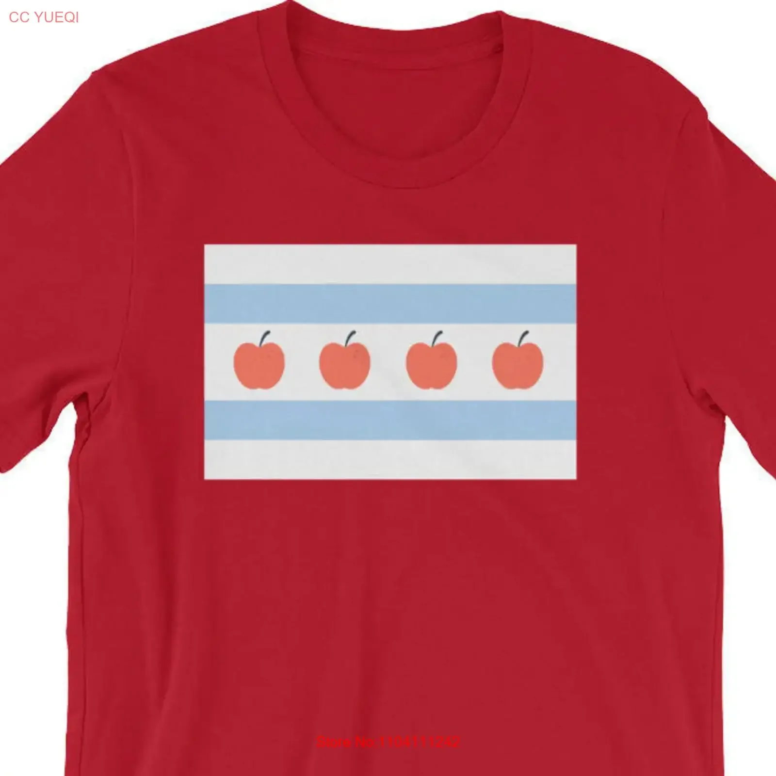 CHICAGO Teachers Flag CPS Apples School  T Shirt vintage Washed Versatile homme Stretched fashion Top For Everyday Wear graphic