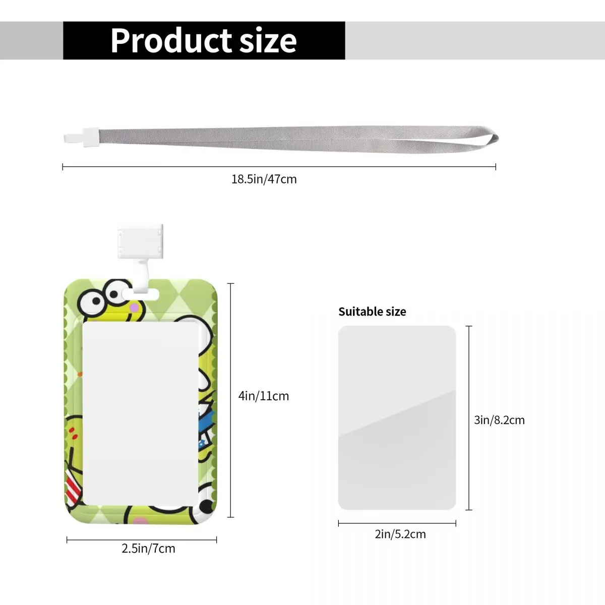 Cute Keroppi Credit Card Holder Lanyard - close-up view