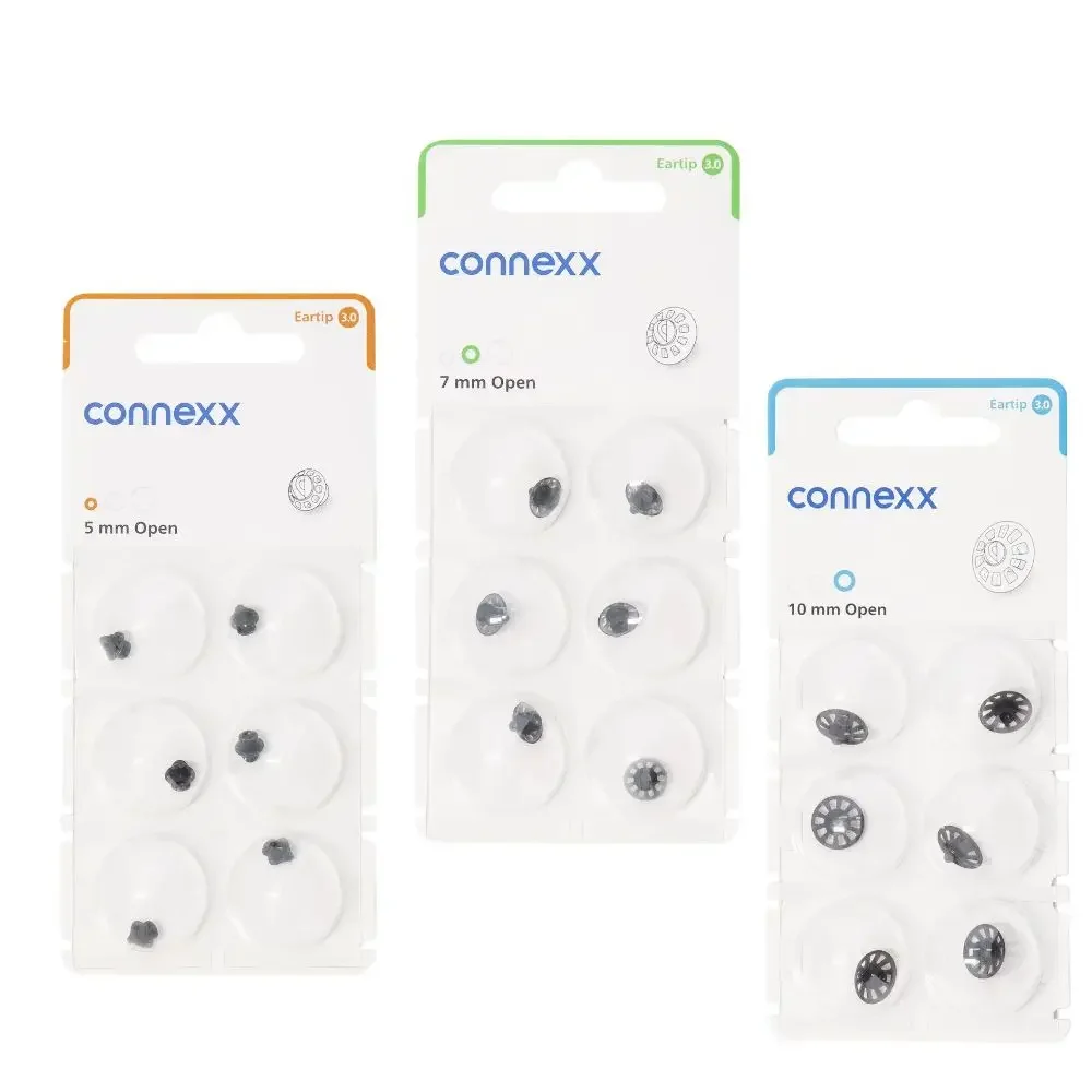 

Connexx 3.0 Open Eartips (6 Domes, 5mm/7mm/10mm) | Fits Signia Pure Charge & Go AX RIC & Rexton Hearing Aids