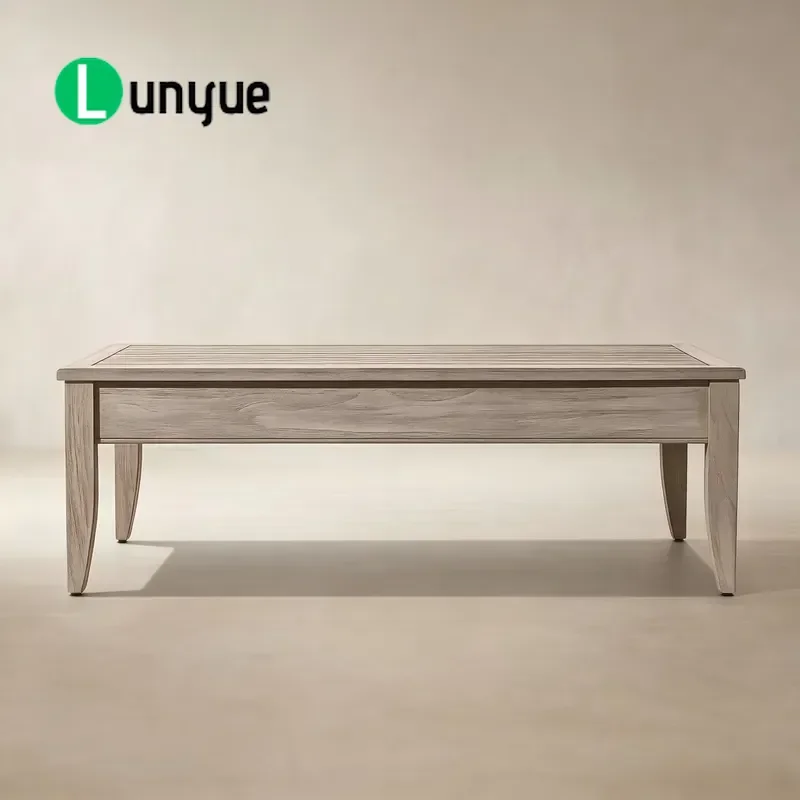 Solid Teak Coffee Table Modern Luxury Outdoor Furniture for Garden Terrace Hotel Durable Natural Wood Patio Centerpiece