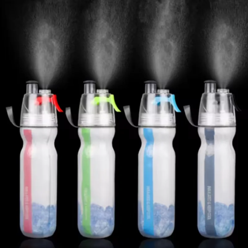 

Portable Water Bottles Bicycle Sport Insulated Mist Spray Water Bottle Double Layer Ice Cold Bottle Sport 500ml Drinking Kettle
