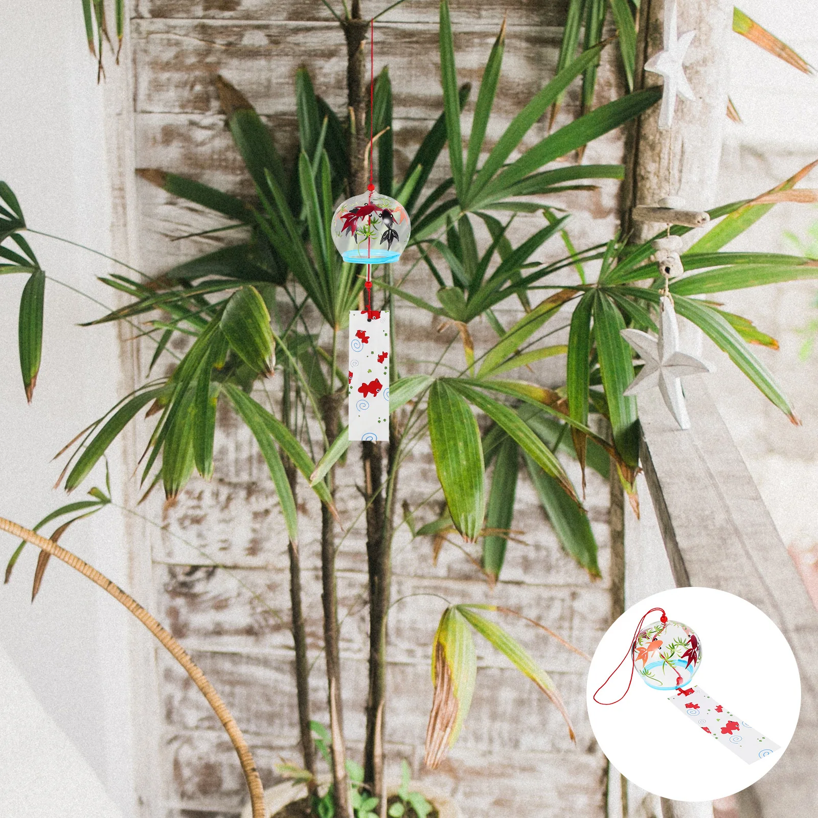 

Japanese Style Glass Wind Bell Hanging Pendant for Home Garden Balcony Window Decorative Wind Chimes Window Hanging Decor