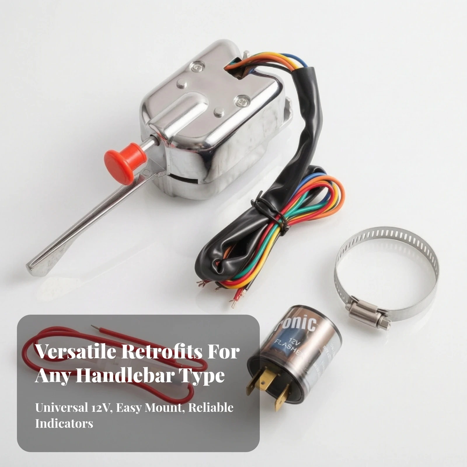 Turn Indicator Switch with Flasher Relay 12V Steering Column Switch with Clamp Universal for Classic Car Builders