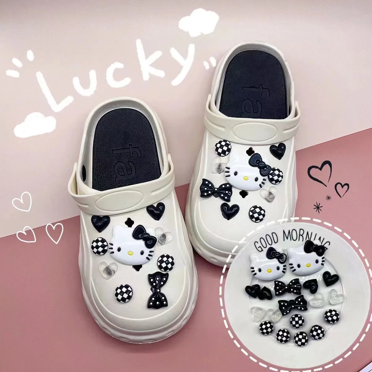 18 sztuk Cartoon Hello Kitty akcesoria do butów Kawaii Sanrio buty z dziurami klamra Diy dekoracje sześcienne zdejmowane prezenty dla dziewczynek