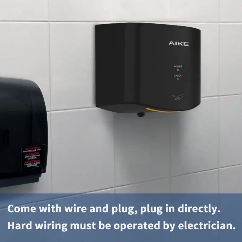 Asciugatrice per mani da bagno AIKE asciuga mani automatica ad alta velocità montata a parete asciugatrice per mani con sensore intelligente commerciale AK2630S