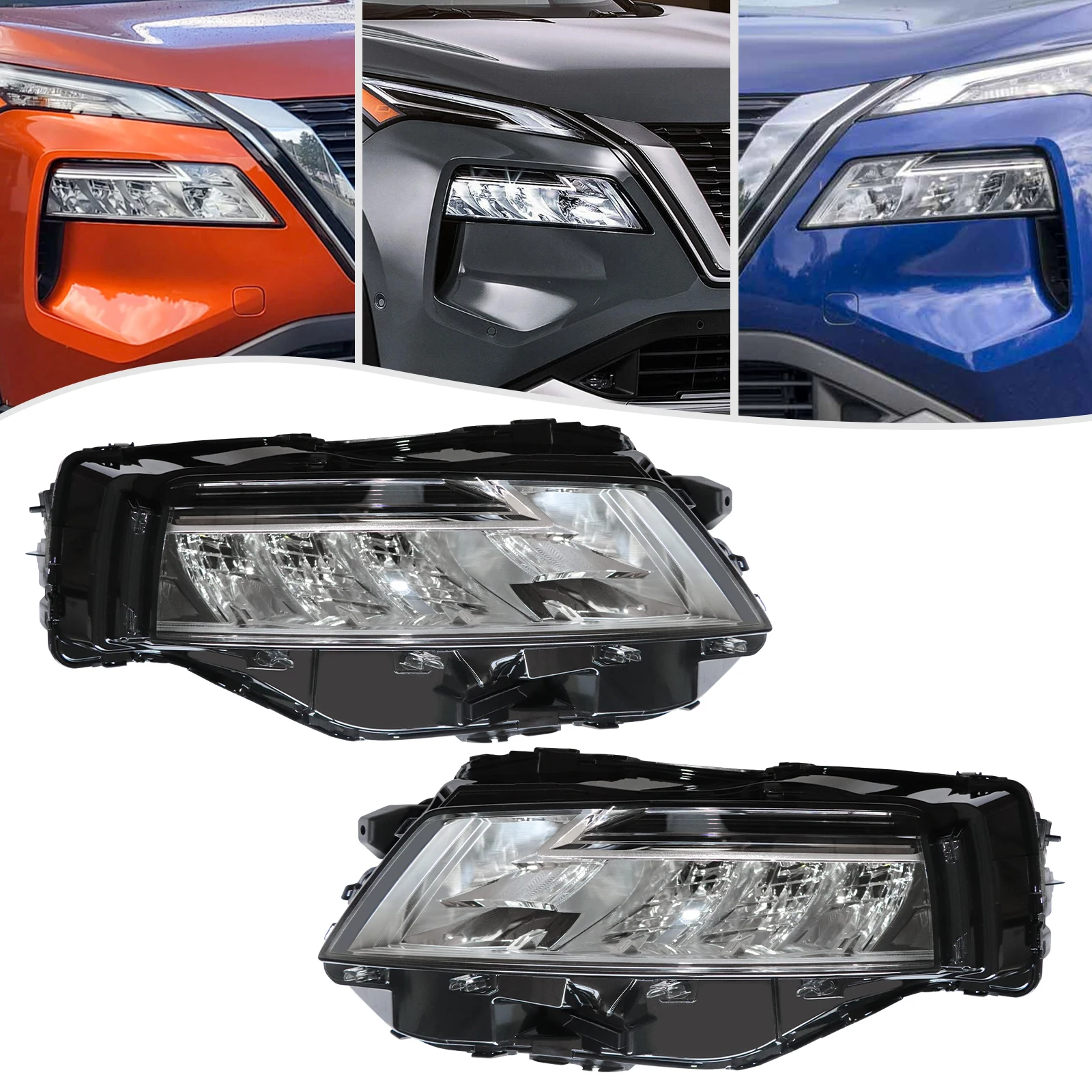 [Left or Right] Side LED Car Headlights Headlamps Assembly For Nissan Rogue 2021-2022 Replacement  High Light Transmittance