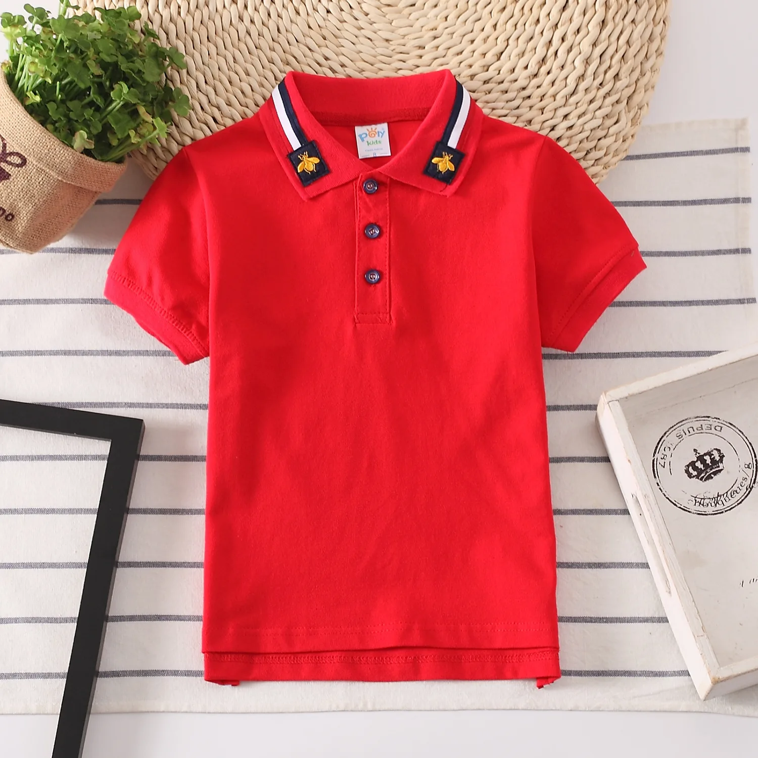 Baby Boys Summer Polo Shirt Cotton Breathable Children's Clothes Kids Turn-down Collar Striped Tee Boys Short Sleeves Shirt Tops