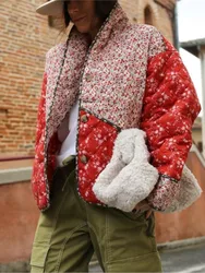 Abrigo Vintage de algodón con estampado de flores para mujer, chaqueta de manga larga con botonadura única, ropa de calle cálida y elegante, Otoño, 2023