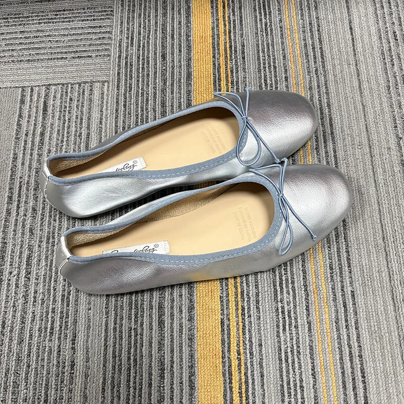 Neue modische Damen-Ballerinas mit runder Spitze, flache Slip-On-Schuhe, weiche, bequeme, elegante Damenschuhe mit flachem Absatz – Detail 15