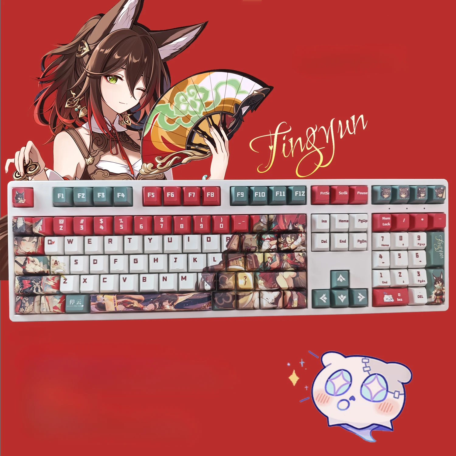 

128 Keys/Set Tingyun Honkai: Star Rail PBT Keycaps Anime Games Beauty Girl Key Caps Cherry Height for DIY Mechanical Keyboards