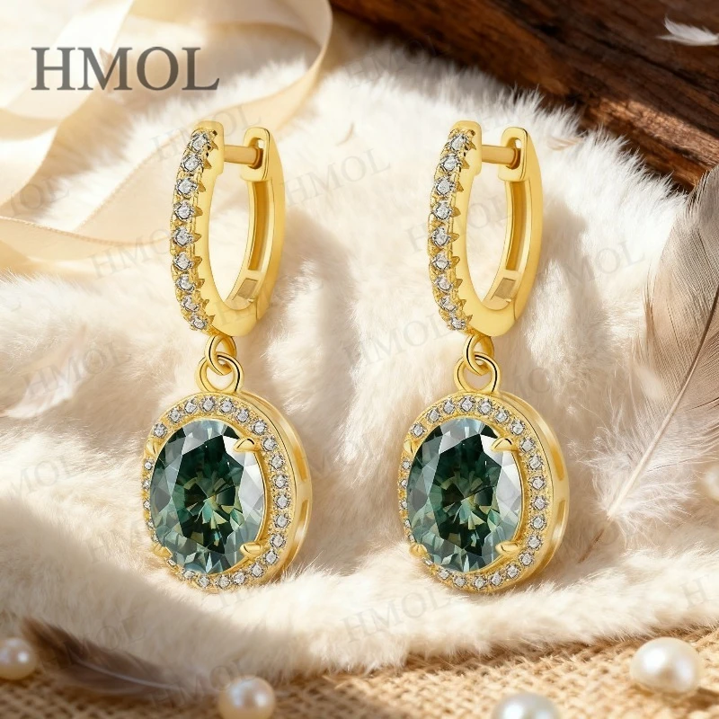 

Oval Cut Moissanite Earrings in White or Yellow Gold Classic Sparkling Stud Jewelry Perfect for Women Christmas and Easter